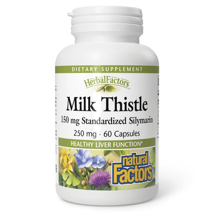 Natural Factors Milk Thistle 250 mg – Liver Support with Dandelion & Turmeric, 60 Capsules