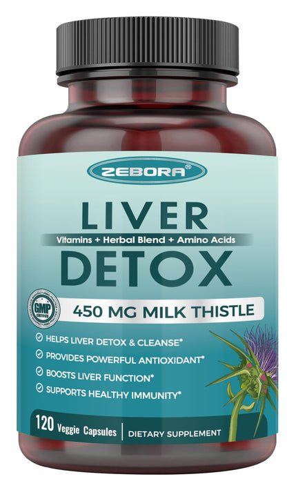 Milk Thistle Supplement 450 mg (80% Silymarin) for Liver Detox & Repair | 120 Veggie Capsules (60 Day Supply) | GMO-Free