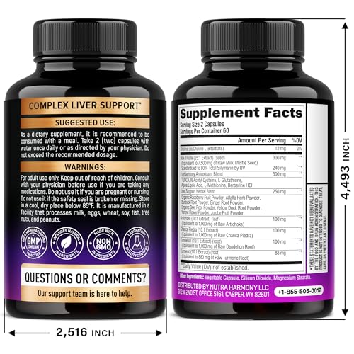 Milk Thistle Liver Cleanse Detox & Repair – 80% Silymarin, Made in USA | 120 Caps