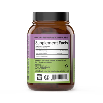 Milk Thistle Capsules 500 mg Silymarin – Pure Organic, Pack of 2 (200 Capsules) | Complete Natural Products