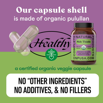 Milk Thistle Capsules 500 mg Silymarin – Pure Organic, Pack of 2 (200 Capsules) | Complete Natural Products