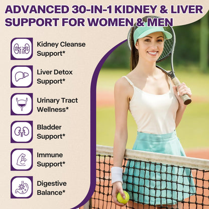 30-in-1 Kidney & Liver Detox Drops – Cranberry, Milk Thistle & Chanca Piedra | Blueberry Flavor | 1P