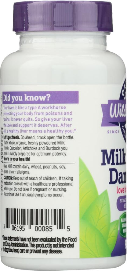Oregon's Wild Harvest Milk Thistle Dandelion – 80% Silymarins (90 Capsules)