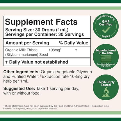 Milk Thistle Drops – Organic Liver Detox (1 oz, 30 Servings) Vegan • Non-GMO • Gluten Free | Double Wood (Pack of 2)