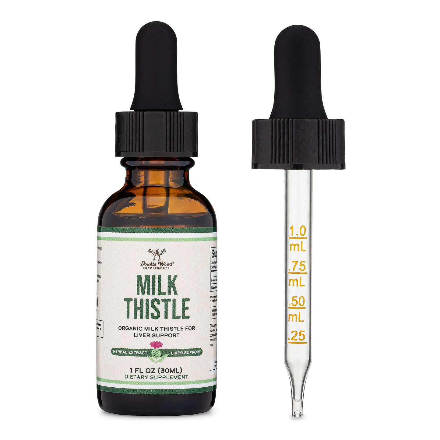 Milk Thistle Drops – Organic Liver Detox (1 oz, 30 Servings) Vegan • Non-GMO • Gluten Free | Double Wood (Pack of 2)