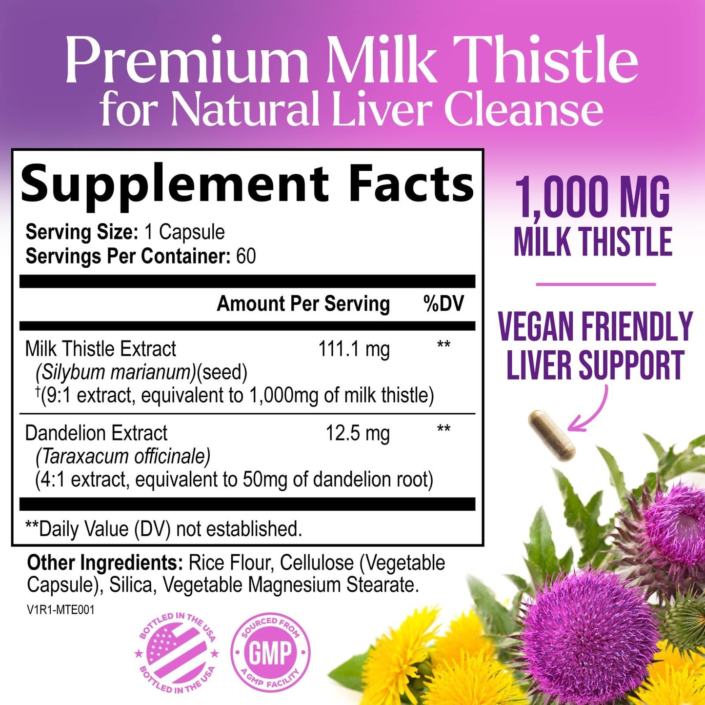 Milk Thistle Extract 1000mg - Liver Detox & Repair | 60 Capsules