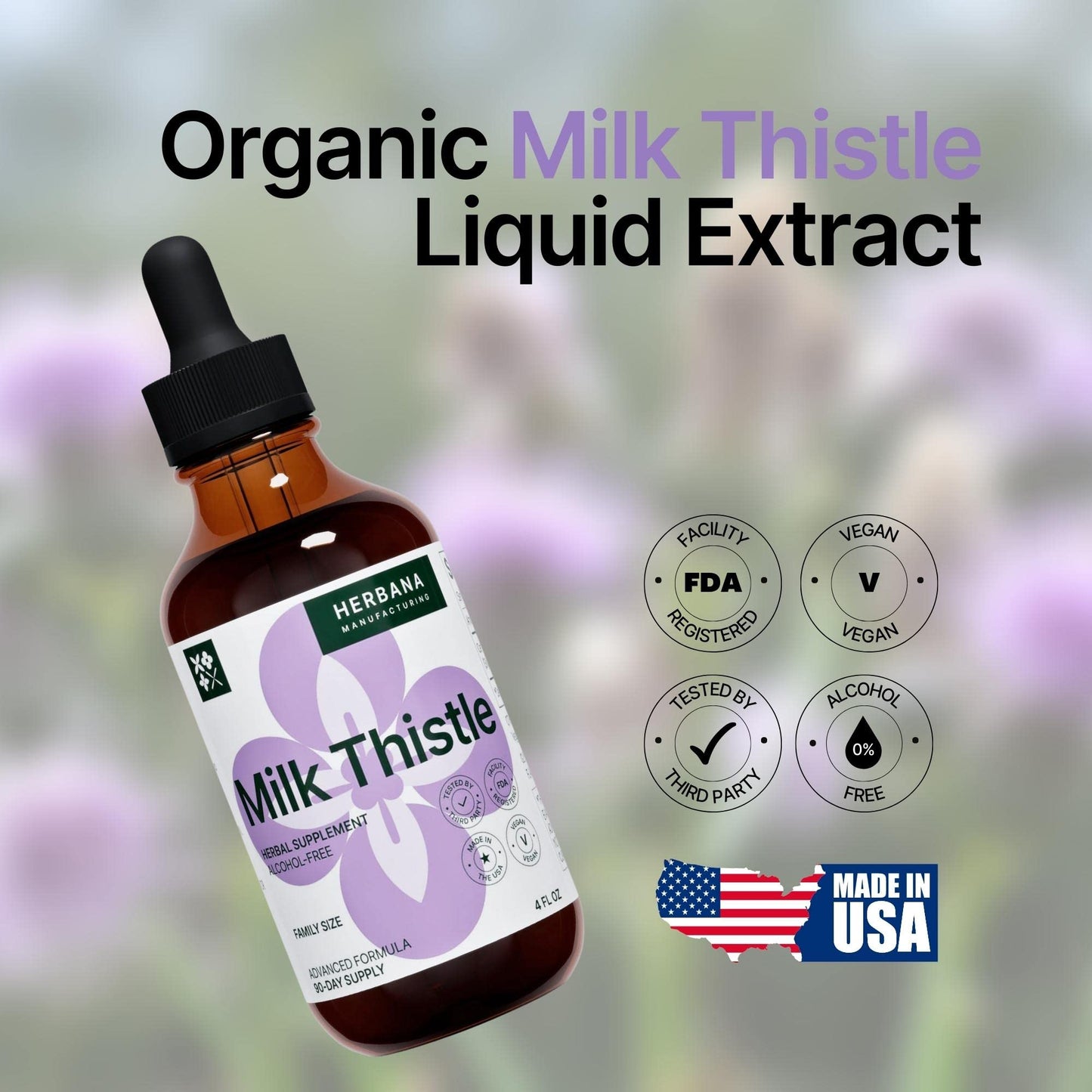 Milk Thistle 4 oz Liquid Extract - Liver Support Drops