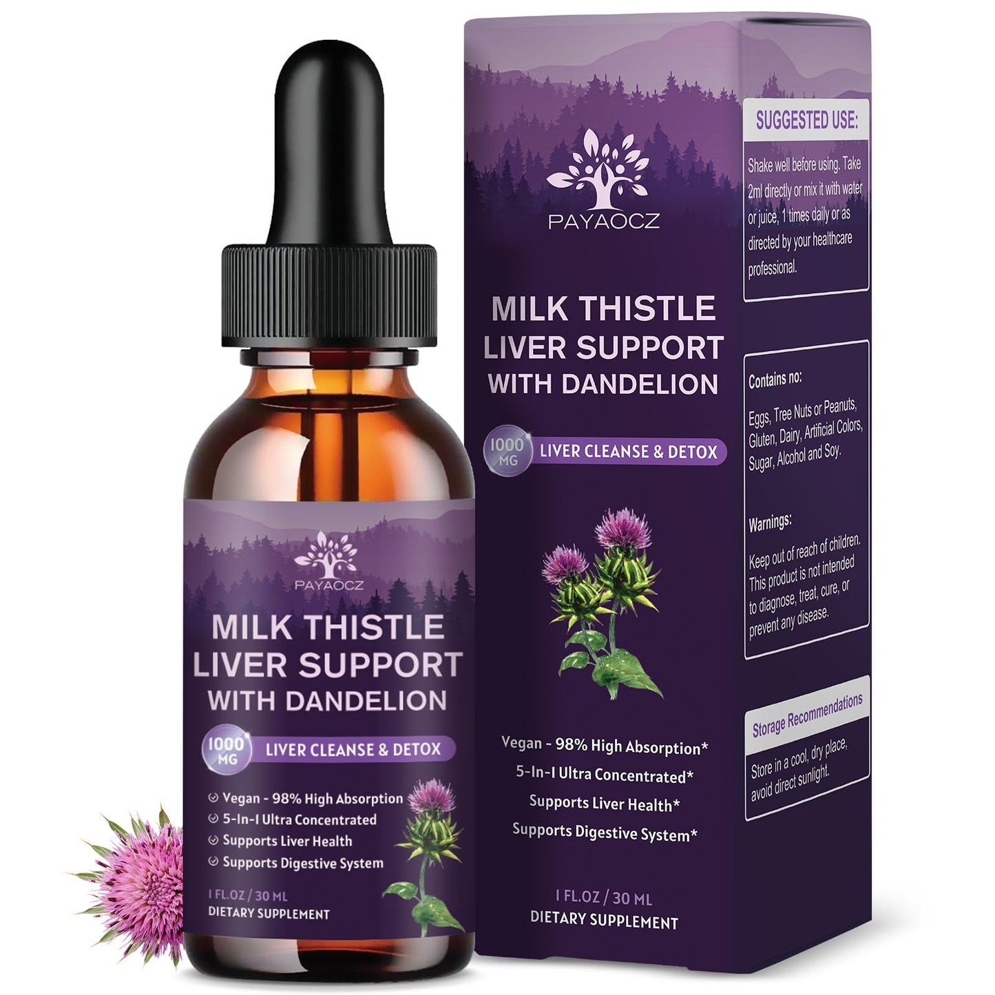 Milk Thistle Liquid Drops 2-Pack 1000mg | Liver Detox & Support