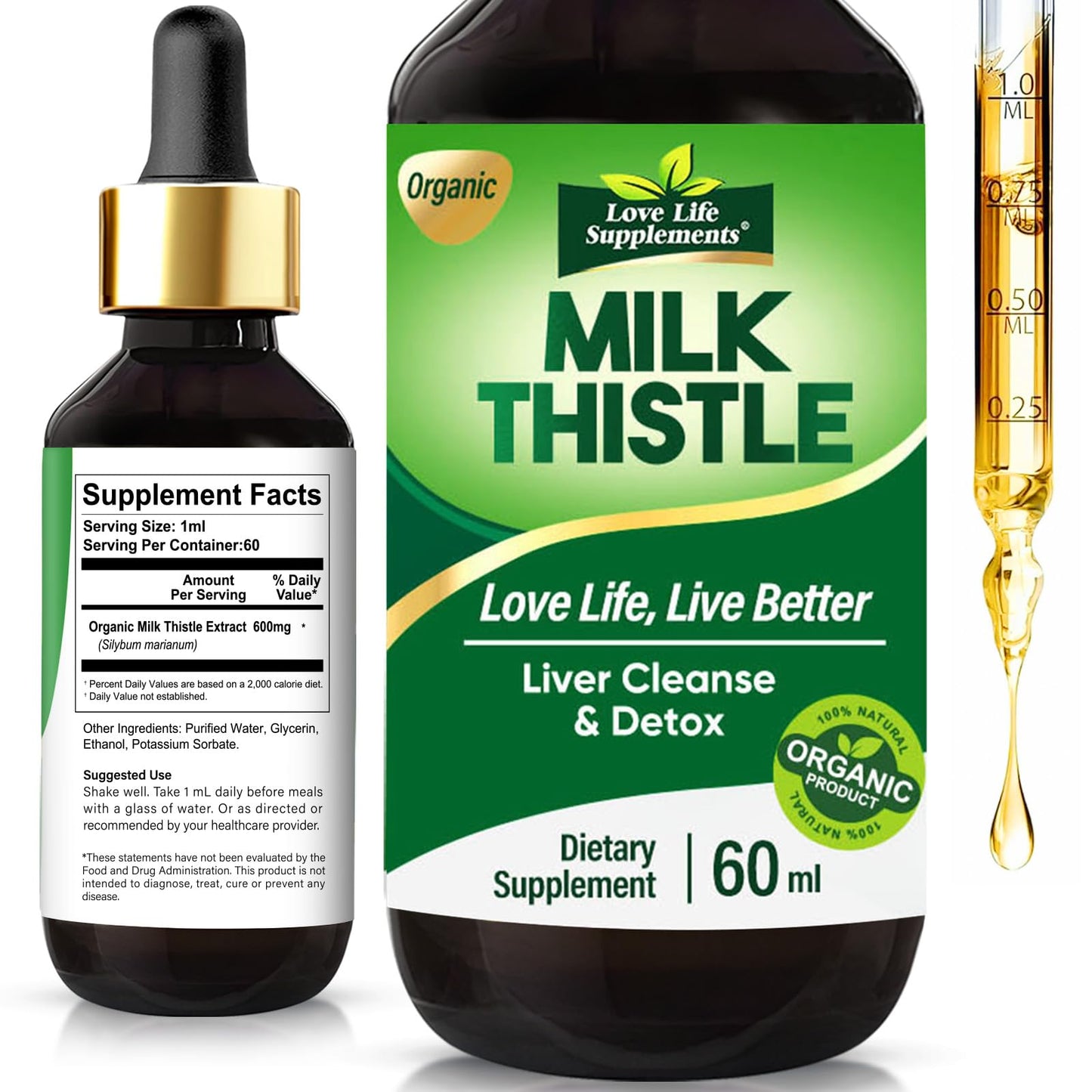 Milk Thistle Liquid Drops 2oz – Liver Detox & Repair (Vegan, Non-GMO)