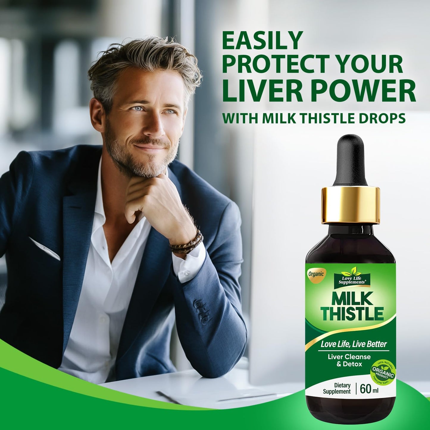 Milk Thistle Liquid Drops 2oz – Liver Detox & Repair (Vegan, Non-GMO)