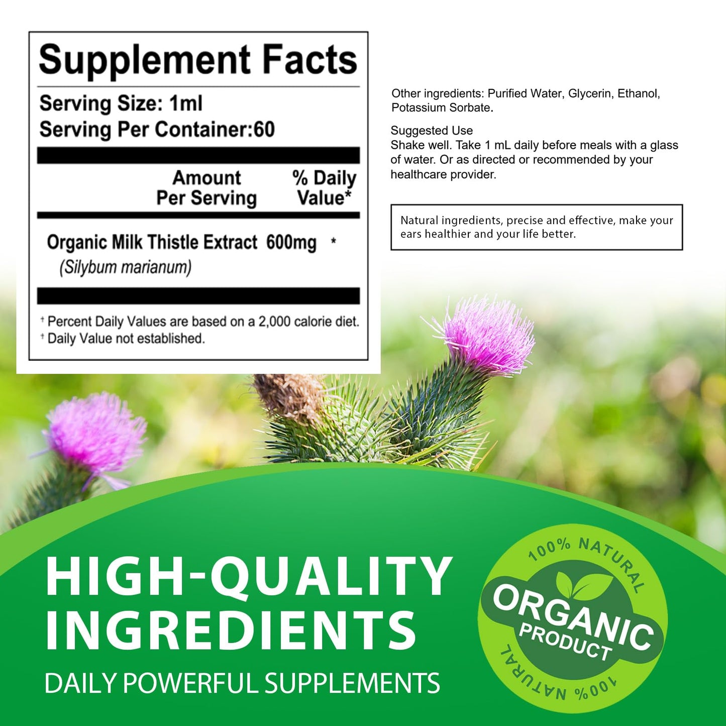 Milk Thistle Liquid Drops 2oz – Liver Detox & Repair (Vegan, Non-GMO)