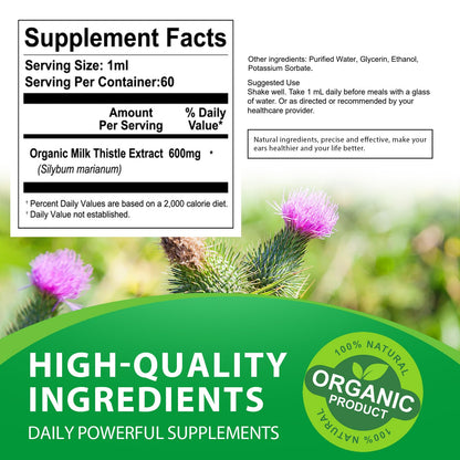 Milk Thistle Liquid Drops 2oz – Liver Detox & Repair (Vegan, Non-GMO)