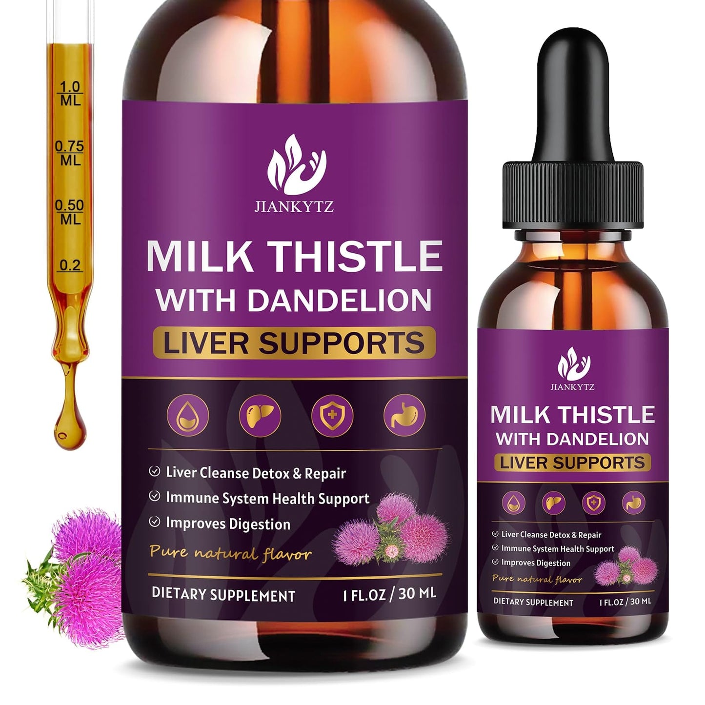 Milk Thistle Liver Detox Drops – Organic 2 Pack, 1 oz | Gluten-Free, Non-GMO