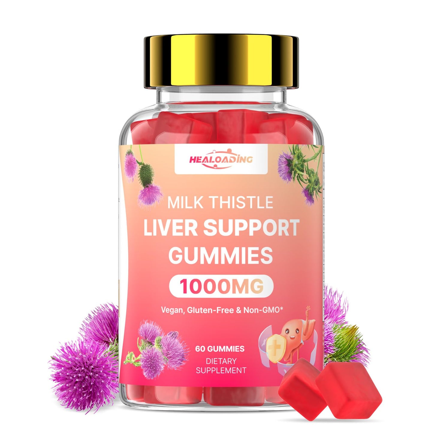 Milk Thistle Liver Detox Gummies - 1000mg per Serving, Sugar-Free, Turmeric, NAC & Folate | Non-GMO & Gluten-Free