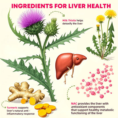 Milk Thistle Liver Detox Gummies - 1000mg per Serving, Sugar-Free, Turmeric, NAC & Folate | Non-GMO & Gluten-Free