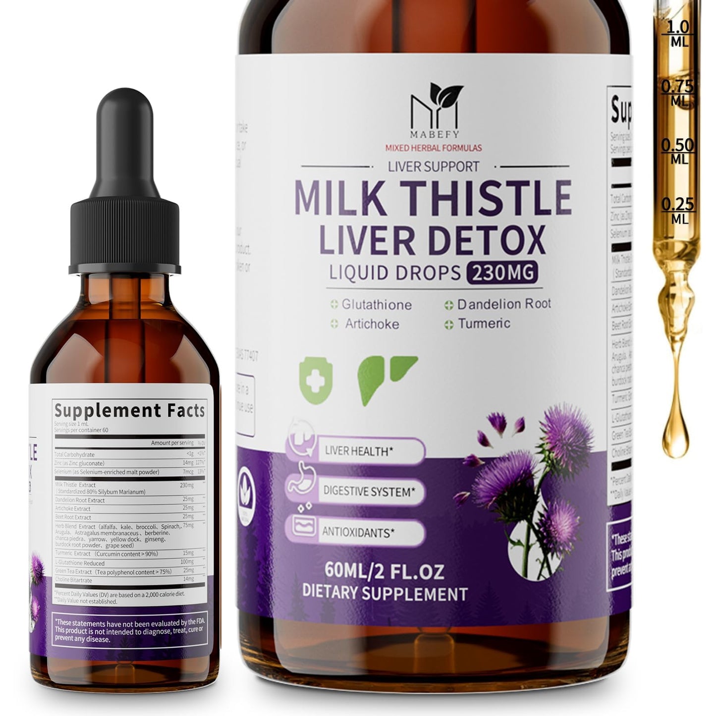 Milk Thistle Liver Support Drops – Detox & Repair | Vegan, Non-GMO, 2 fl oz