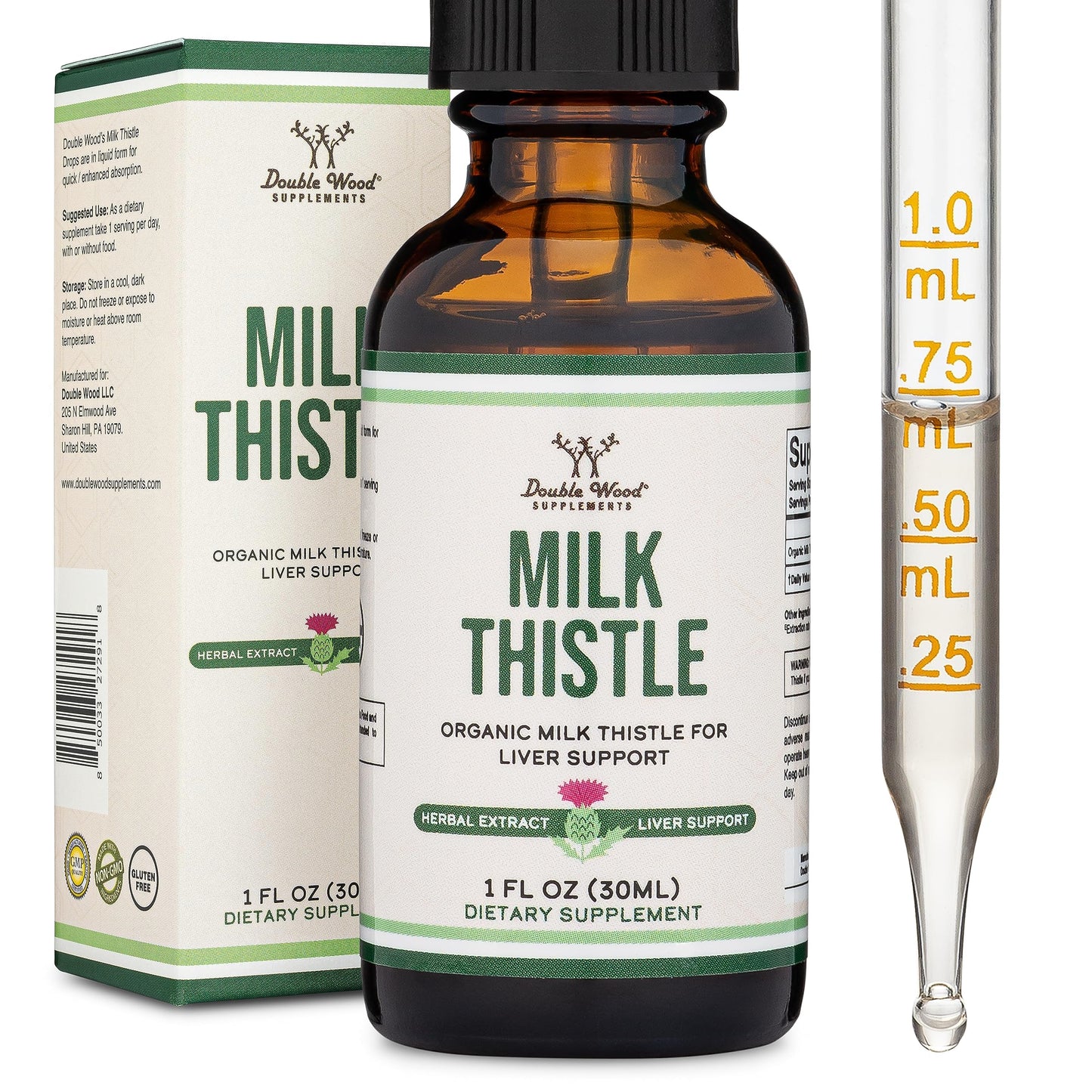 Milk Thistle Drops 1oz – Organic Liver Detox, 30 Servings | Double Wood