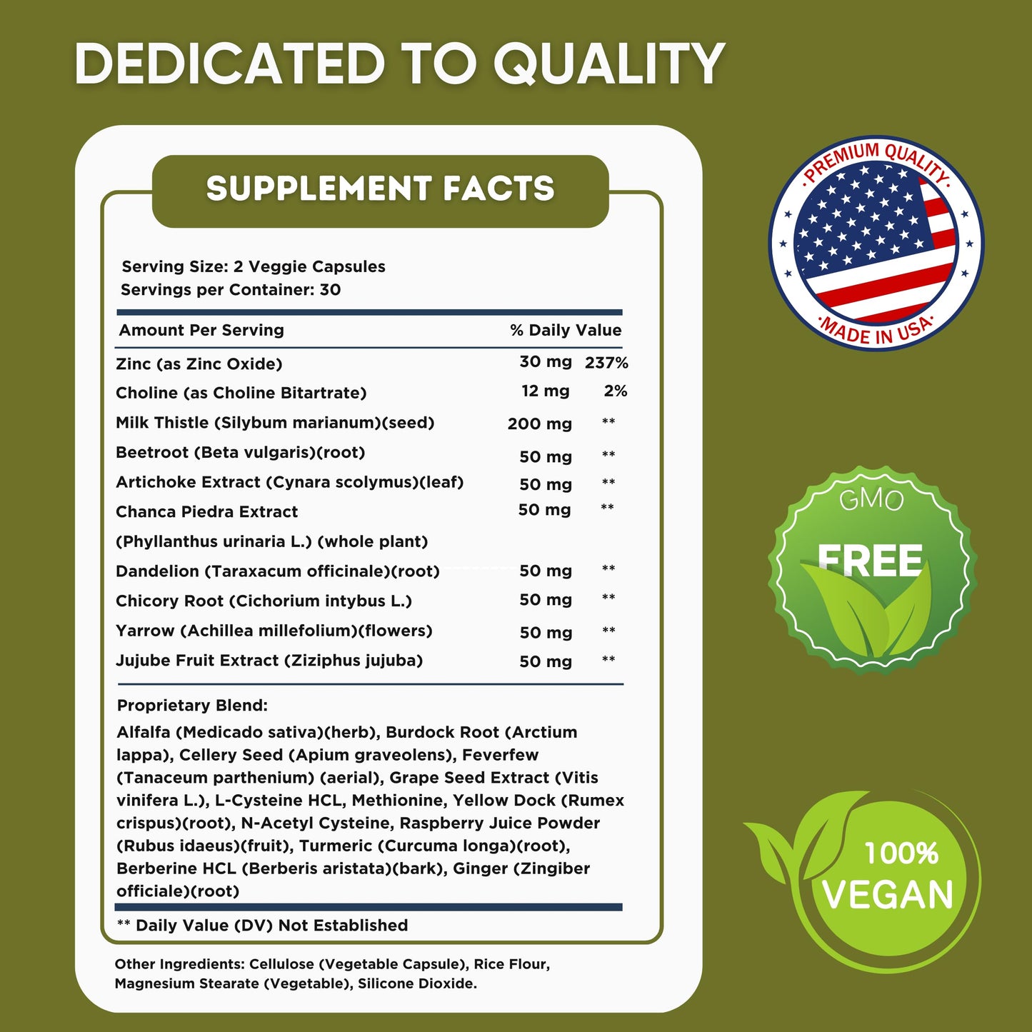 Liver Support - Natural Milk Thistle & Zinc Detox Supplement | 60 Veggie Capsules (30 Days Supply)