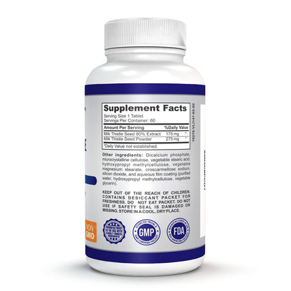 O!VITA Milk Thistle Complex 450mg - Supports Healthy Liver Function - 60 Non-GMO Vegan Tablets