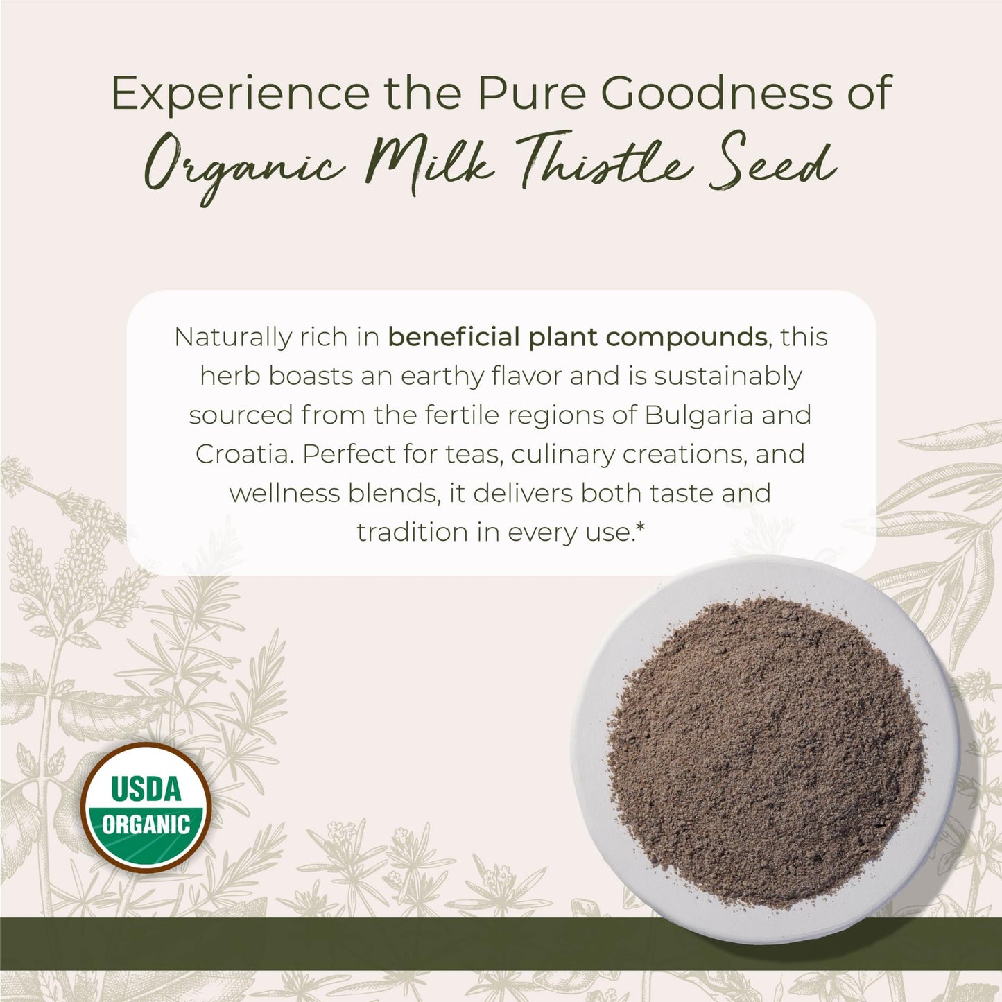 Starwest Botanicals Organic Milk Thistle Seed Powder - Ground Milk Thistle, Kosher & Non-GMO, 1 lb Bulk