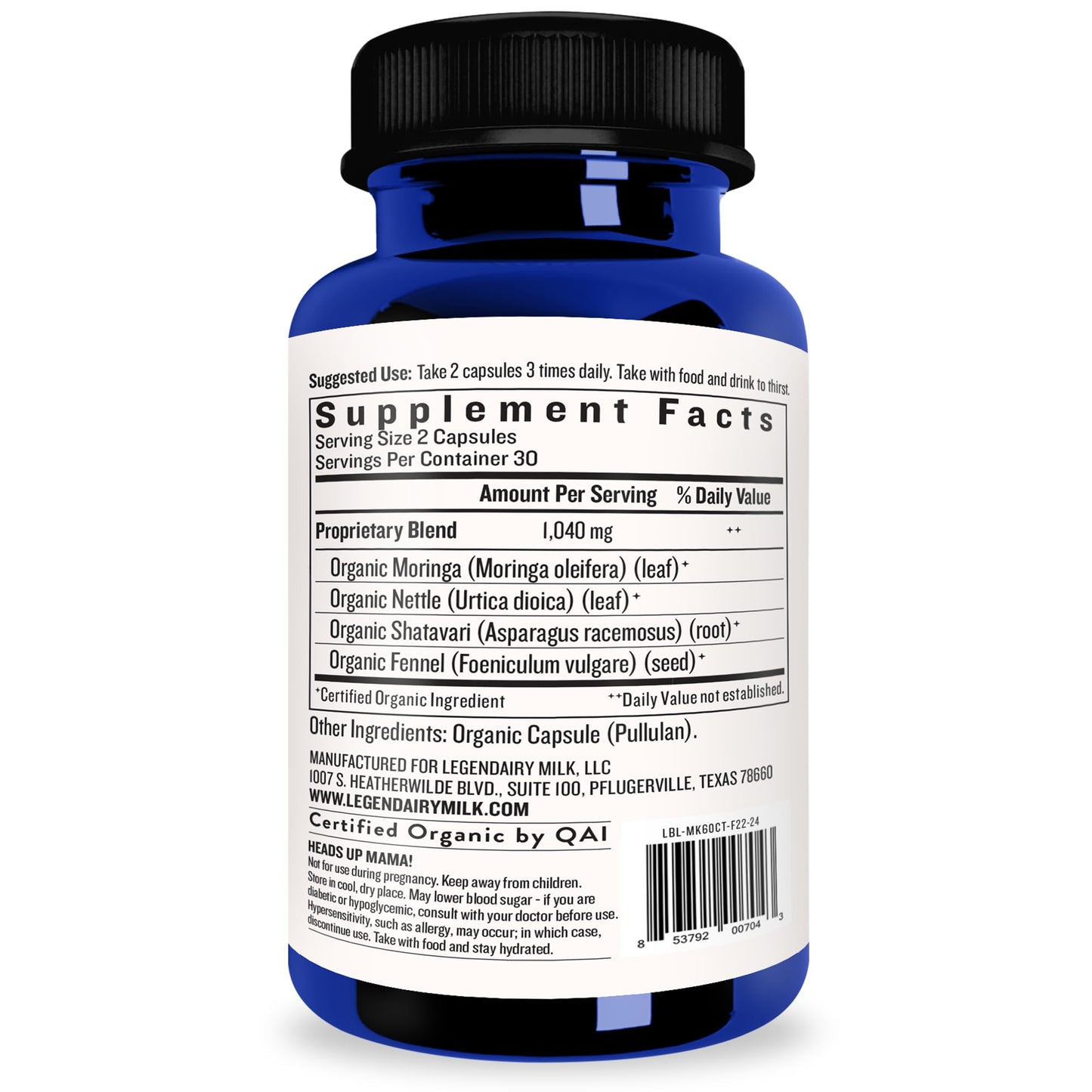 Legendairy Milk Milkapalooza Lactation Supplement – Organic Moringa, Nettle, Shatavari, Fennel • Fenugreek-Free • 60ct • Vegan