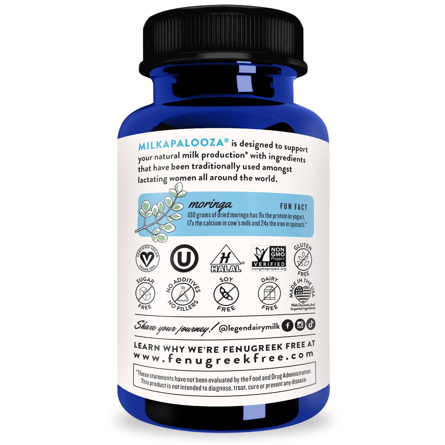 Legendairy Milk Milkapalooza Lactation Supplement – Organic Moringa, Nettle, Shatavari, Fennel • Fenugreek-Free • 60ct • Vegan