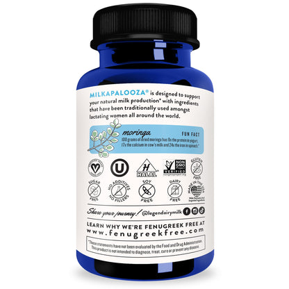 Legendairy Milk Milkapalooza Lactation Supplement – Organic Moringa, Nettle, Shatavari, Fennel • Fenugreek-Free • 60ct • Vegan