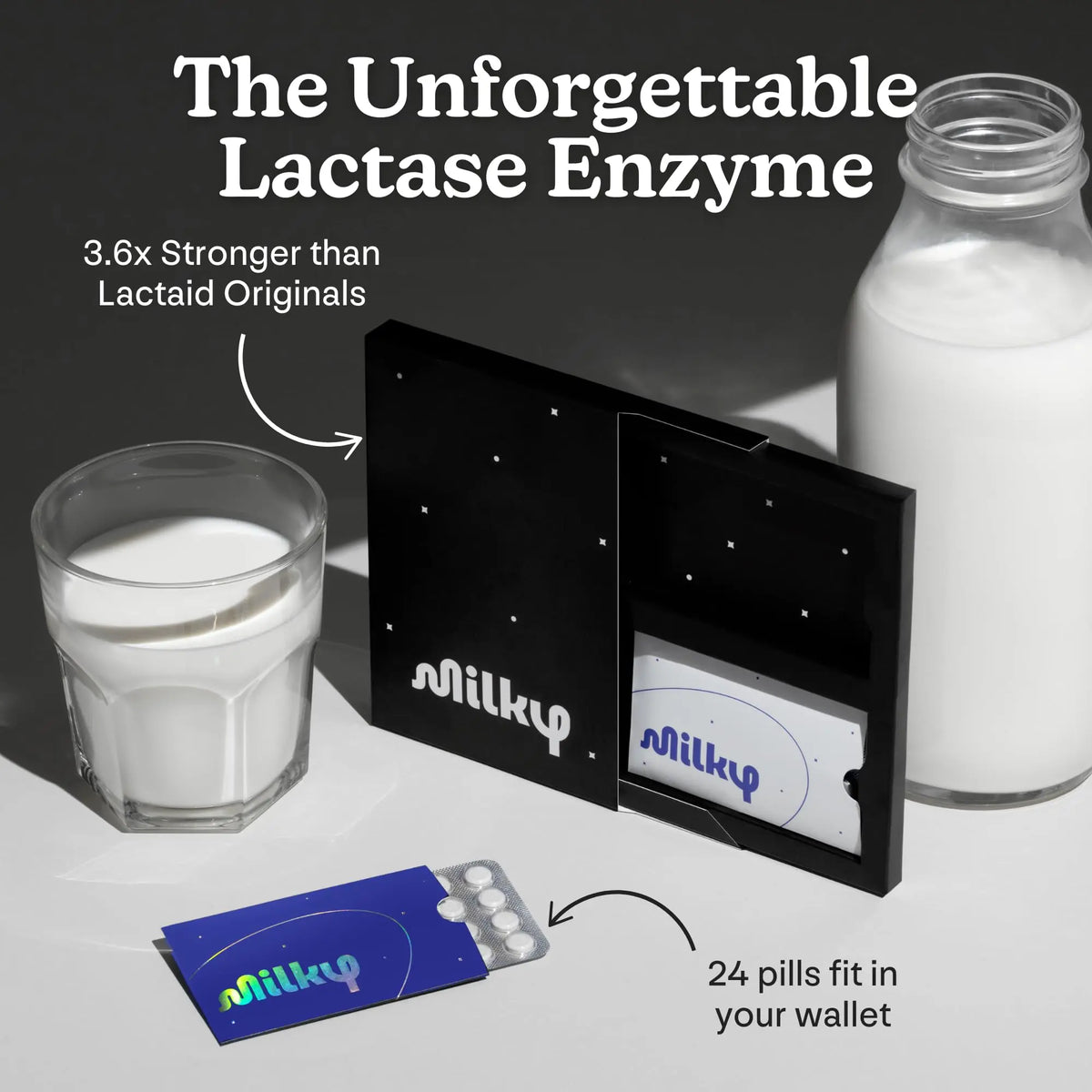 Milky Lactose Intolerance Pills – 10,800 FCC Lactase Enzyme (96 Count, Ultra Violet) BritishVita | Premium UK Vitamins & Wellness Supplements