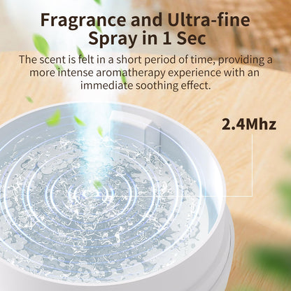 Essential Oil Diffuser 370ml – Quiet Humidifier with 7 LED Colors, Timer & Auto-Off (Milky White)
