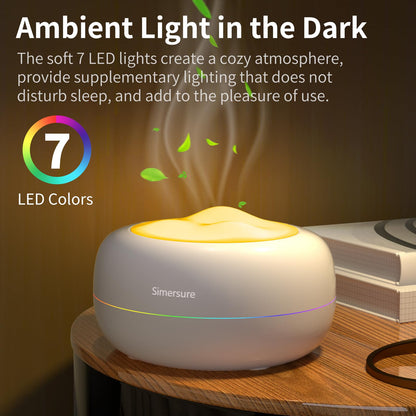 Essential Oil Diffuser 370ml – Quiet Humidifier with 7 LED Colors, Timer & Auto-Off (Milky White)