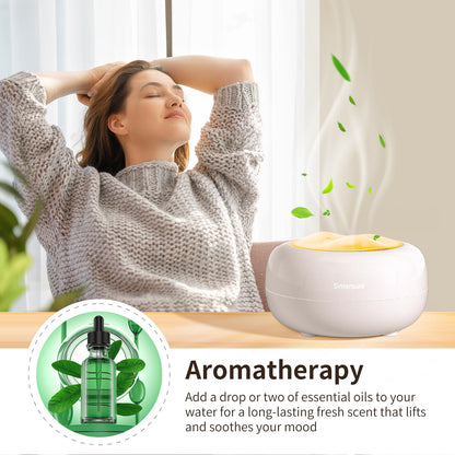 Essential Oil Diffuser 370ml – Quiet Humidifier with 7 LED Colors, Timer & Auto-Off (Milky White)