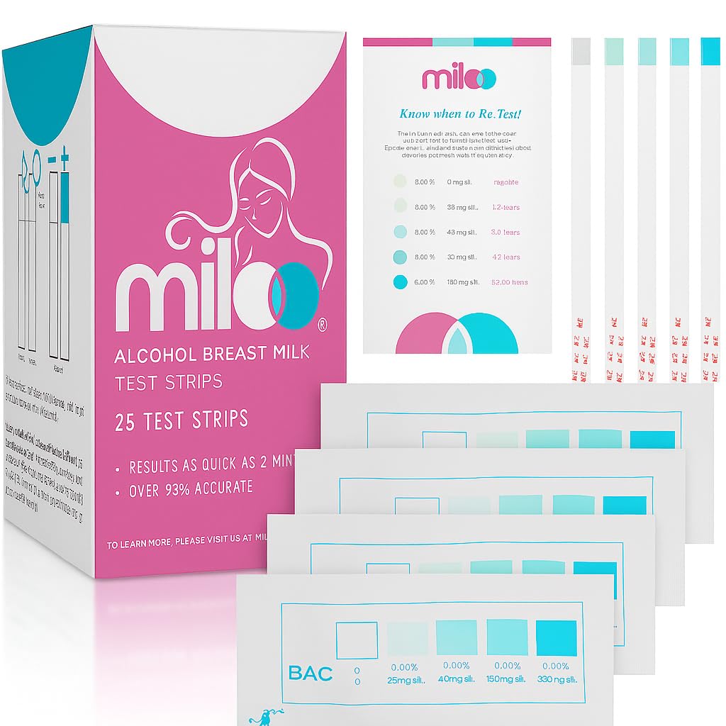 Miloo 25 Alcohol Test Strips for Breastmilk – Quick Color-Guide Testing