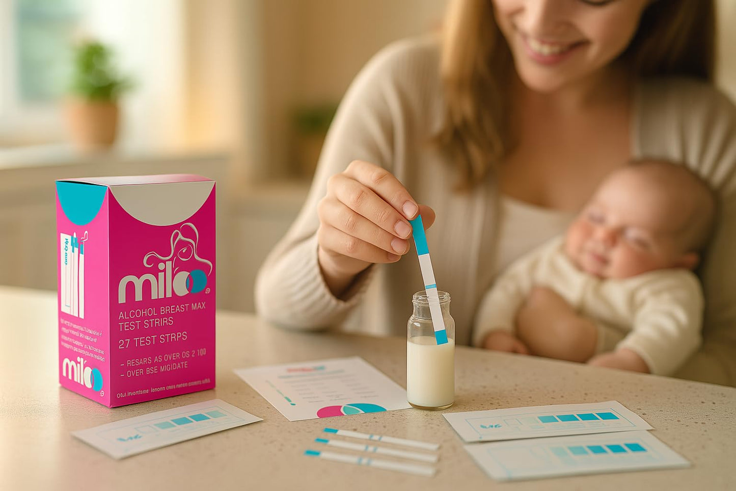 Miloo 25 Alcohol Test Strips for Breastmilk – Quick Color-Guide Testing