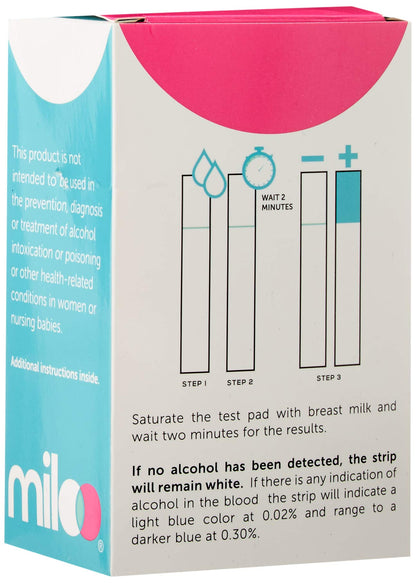 Miloo 25 Alcohol Test Strips for Breastmilk – Quick Color-Guide Testing