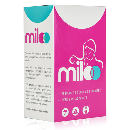 Miloo 25 Alcohol Test Strips for Breastmilk – Quick Color-Guide Testing