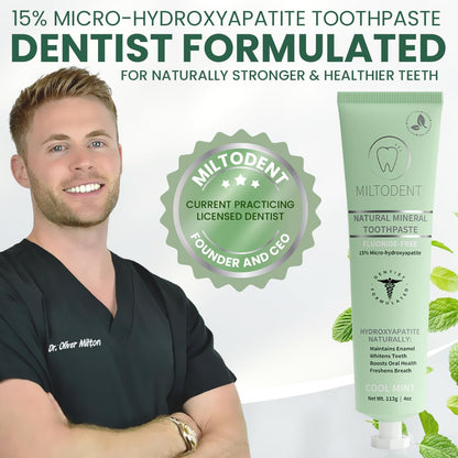 Hydroxyapatite Toothpaste MILTODENT 15% Micro-Hydroxyapatite – Fluoride-Free, SLS-Free, Foam-Free