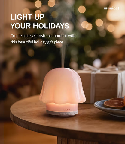 mimicat Essential Oil Diffuser — Glass Top, 120ml, Pink, Timer, Night Light