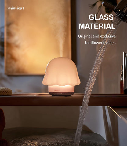 mimicat Essential Oil Diffuser — Glass Top, 120ml, Pink, Timer, Night Light