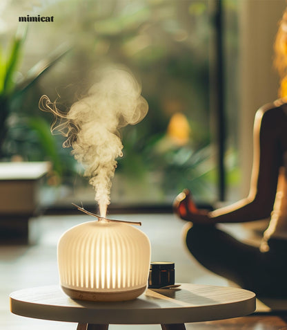 mimicat Quiet Aromatherapy Diffuser Glass 230ML Ultrasonic Cool Mist with Night Light – Aesthetic for Women and Girls