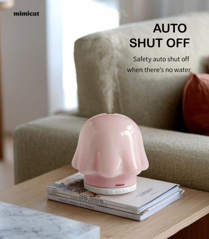 mimicat Essential Oil Diffuser — Glass Top, 120ml, Pink, Timer, Night Light