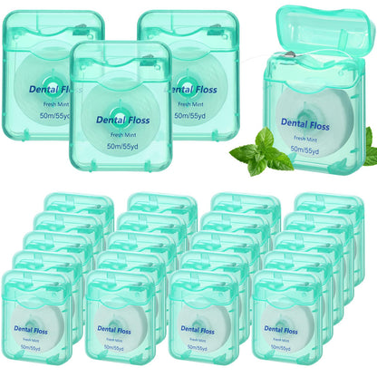 Mimorou 24 Pack Dental Floss Bulk – Mint Waxed 50m Travel Floss for Oral Care