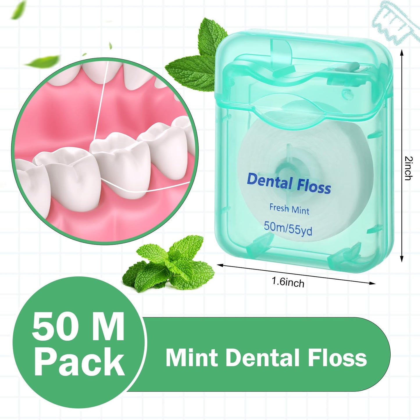 Mimorou 24 Pack Dental Floss Bulk – Mint Waxed 50m Travel Floss for Oral Care