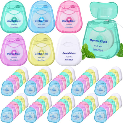 Mimorou 48-Pack Dental Floss Bulk – 50m Mint, Travel Case (Multicolor)