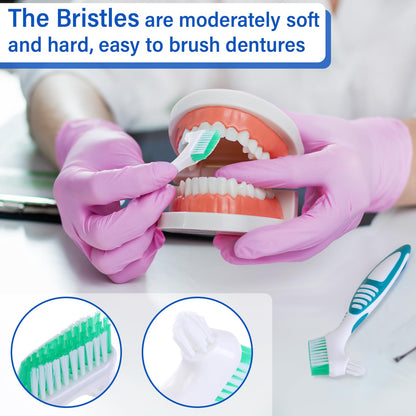 Mimorou 12 Pcs Denture Brush Set - Double-Sided, Soft Bristles, Non-Slip Handle