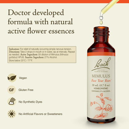 Bach Mimulus – Face Your Fears (20mL Dropper) | Original Flower Remedies