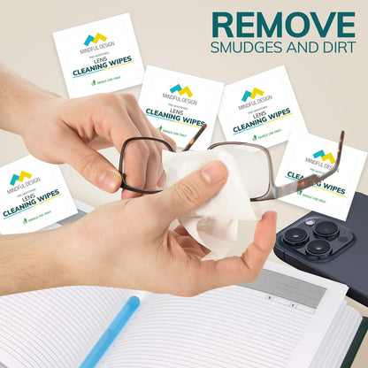 Mindful Design Lens Cleaning Wipes for Eyeglasses – 210ct, Individually Wrapped