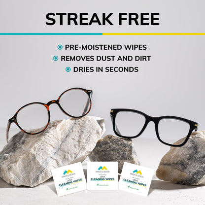 Mindful Design Lens Cleaning Wipes for Eyeglasses – 210ct, Individually Wrapped