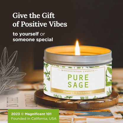 Magnificent White Sage Candle – 6 oz, 35h Burn, Pure Soy Wax