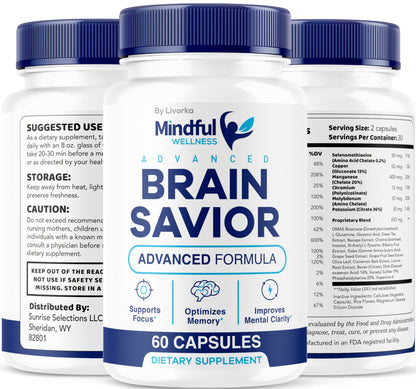 (2 Pack) Mindful Wellness Advanced Brain Savior Capsules | Official Mindful Wellness Supplement