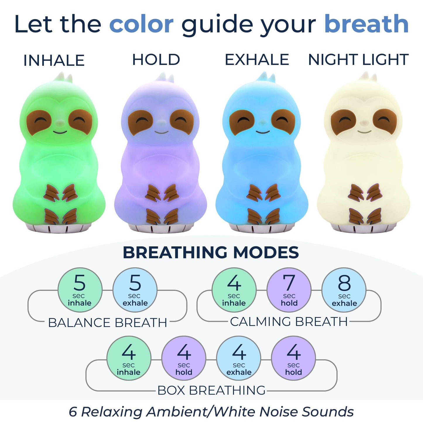 Mindsight Breathing Buddha — Guided Visual Meditation for Calm & Focus (Multicolor, Sloth Sound)